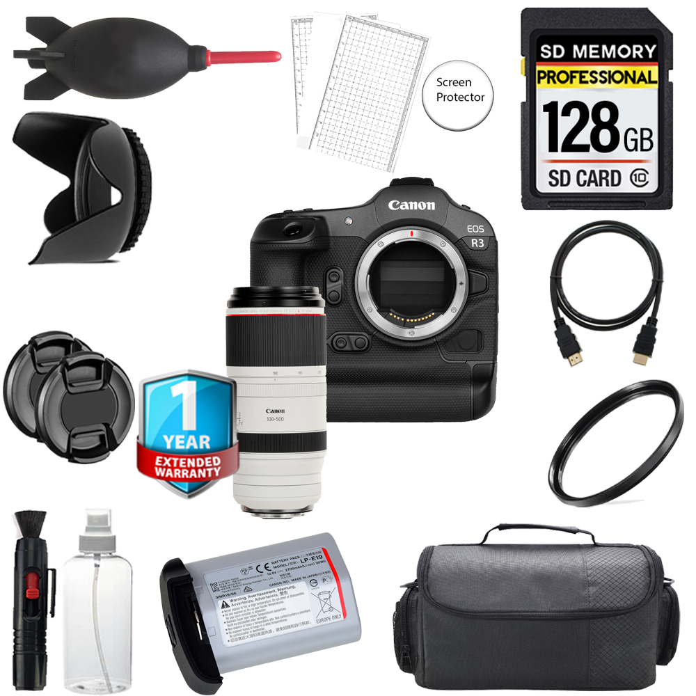 EOS R3 + 100-500mm USM Lens + 128GB + Bag + UV Filter- Basic Kit *FREE SHIPPING*