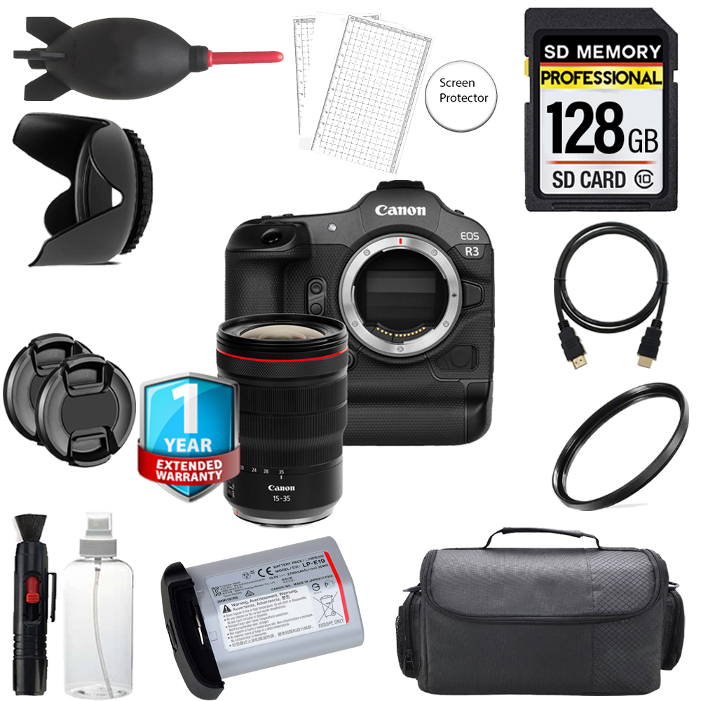 EOS R3+ 15- 35mm f/2.8 USM Lens + 128GB + Bag + UV Filter- Basic Kit *FREE SHIPPING*