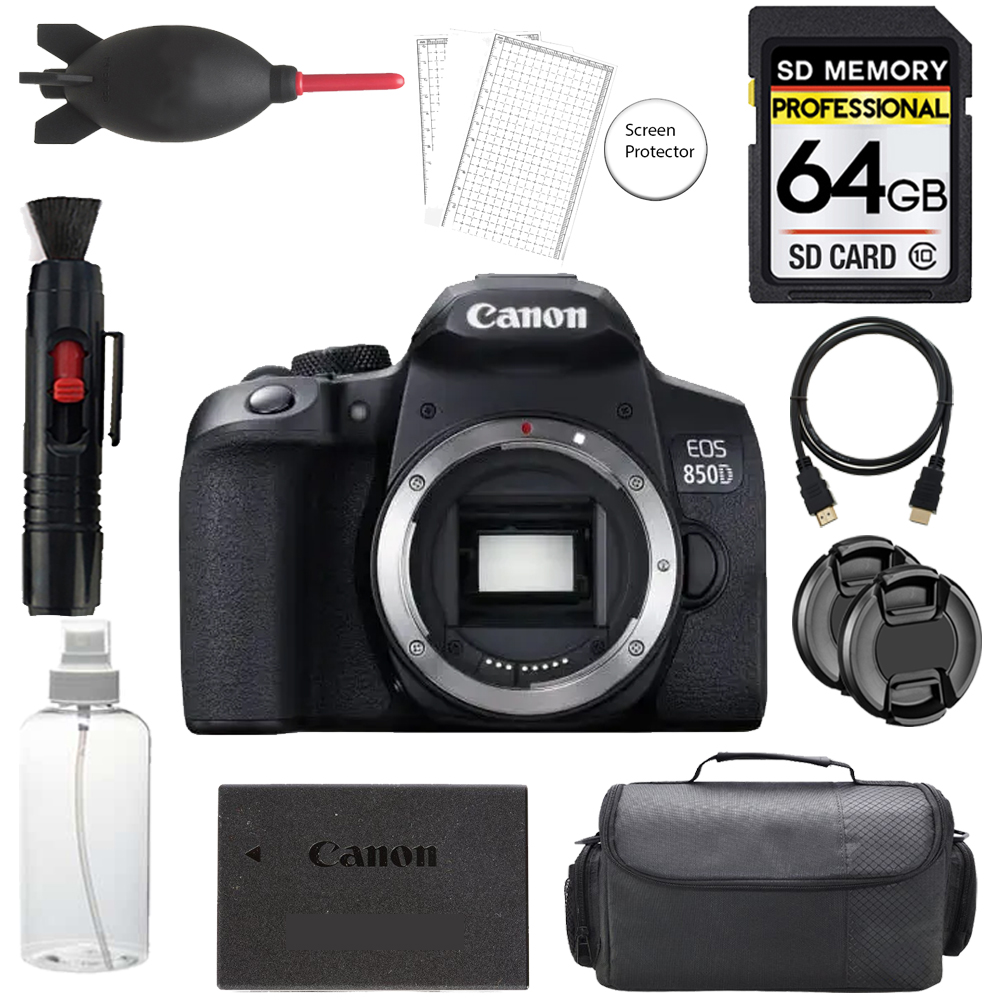 EOS 850D/Rebel T8i Camera + 64GB + Bag + Screen Protector - Basic Kit *FREE SHIPPING*
