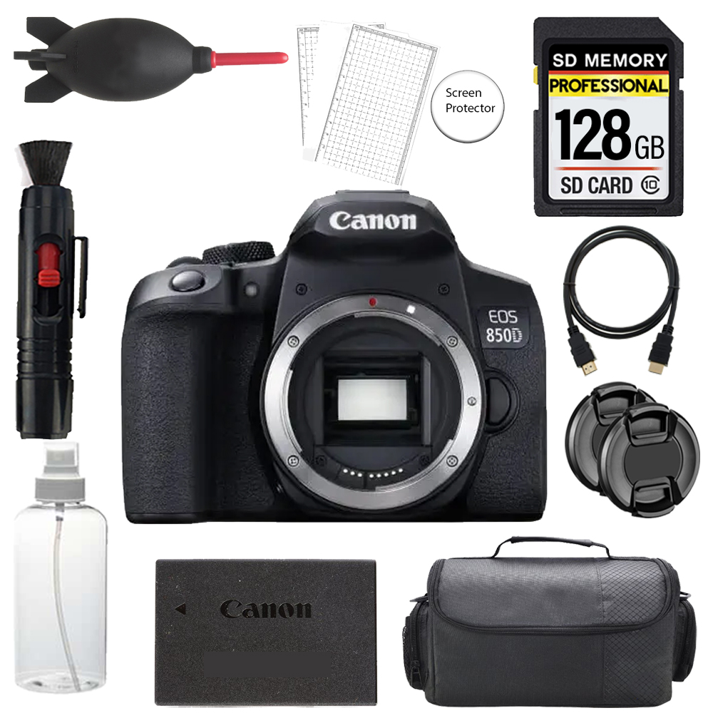 EOS 850D/Rebel T8i Camera + 128GB + Bag + Screen Protector - Basic Kit *FREE SHIPPING*