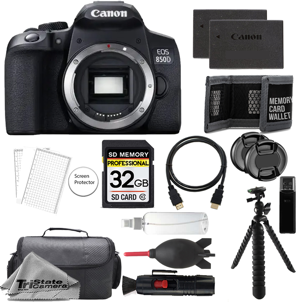 EOS 850D/Rebel T8i Camera + 32GB + Extra Battery + Tripod - Accessory Kit *FREE SHIPPING*