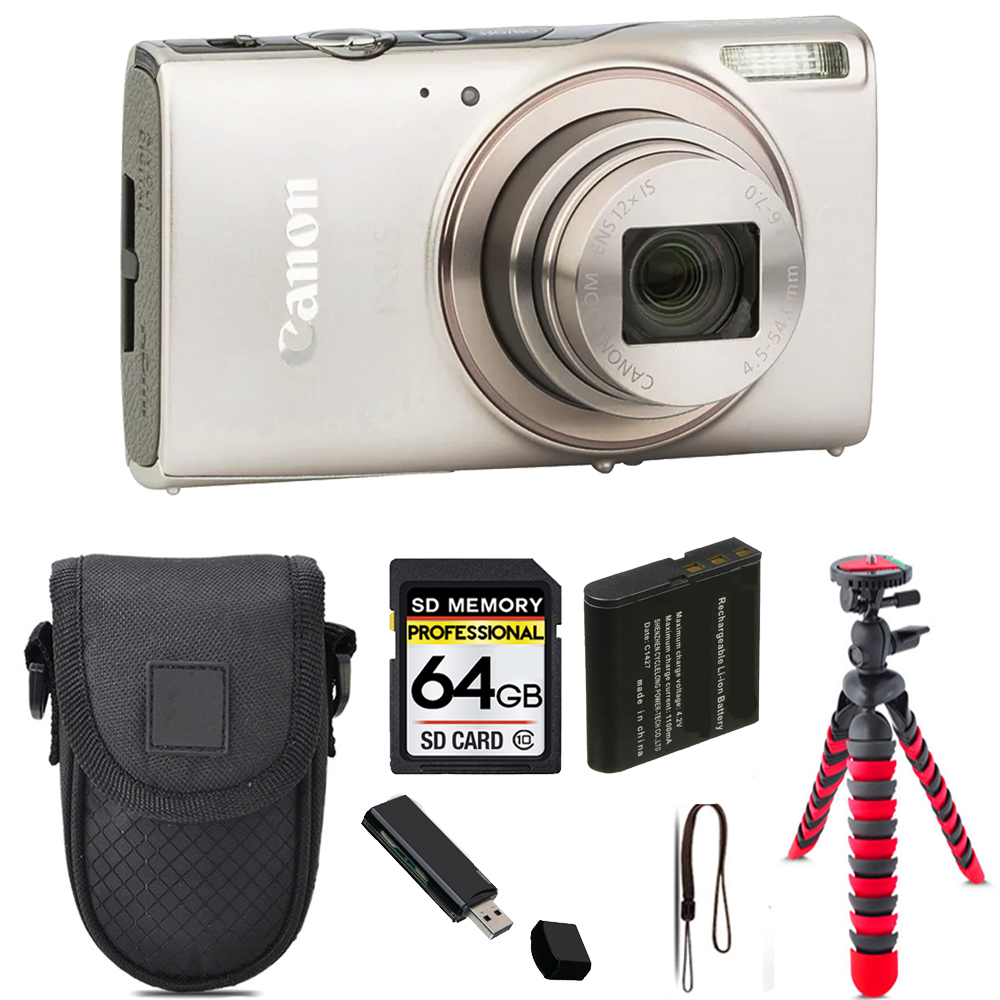 PowerShot IXUS 285 Camera (Silver) + Tripod + Case - 64GB Kit *FREE SHIPPING*