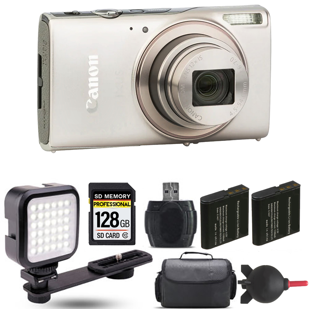 PowerShot IXUS 285 Camera (Silver) + Extra Battery + LED - 128GB Kit *FREE SHIPPING*