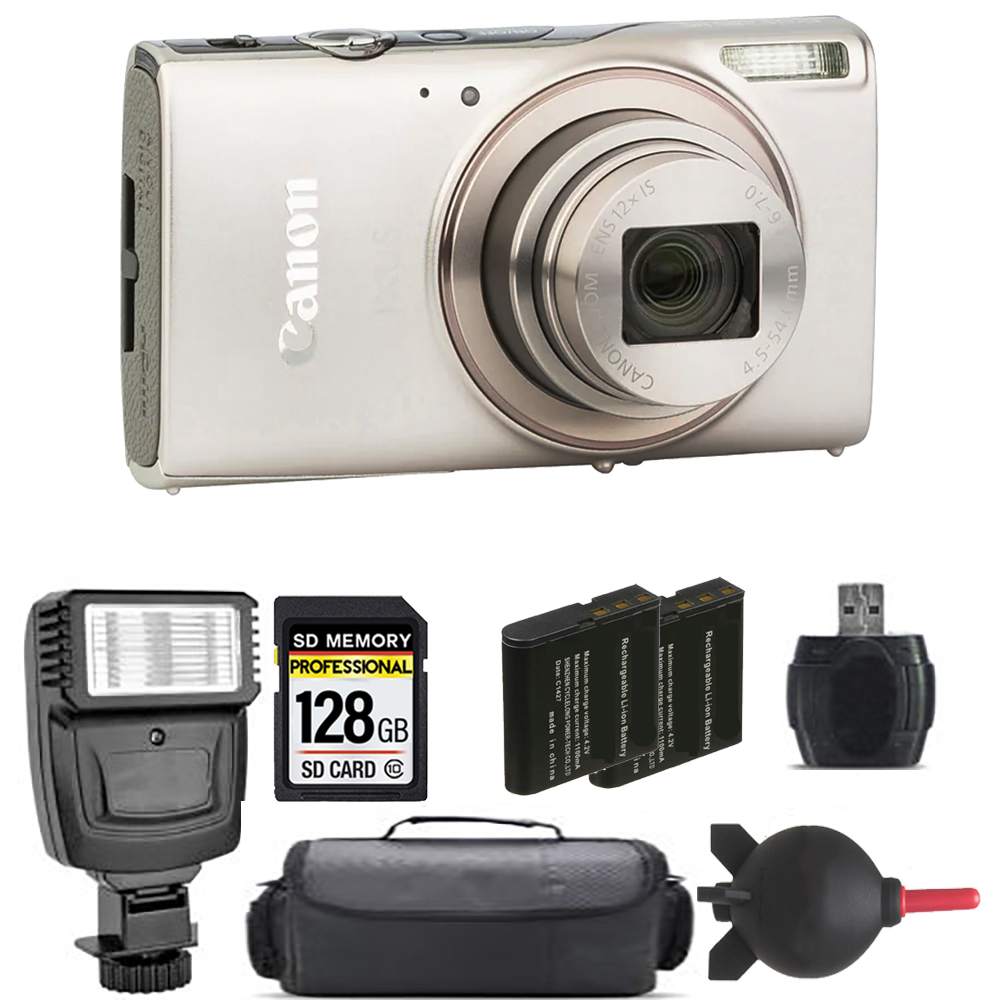 PowerShot IXUS 285 Camera (Silver) + Extra Battery + Flash - 128GB Kit *FREE SHIPPING*