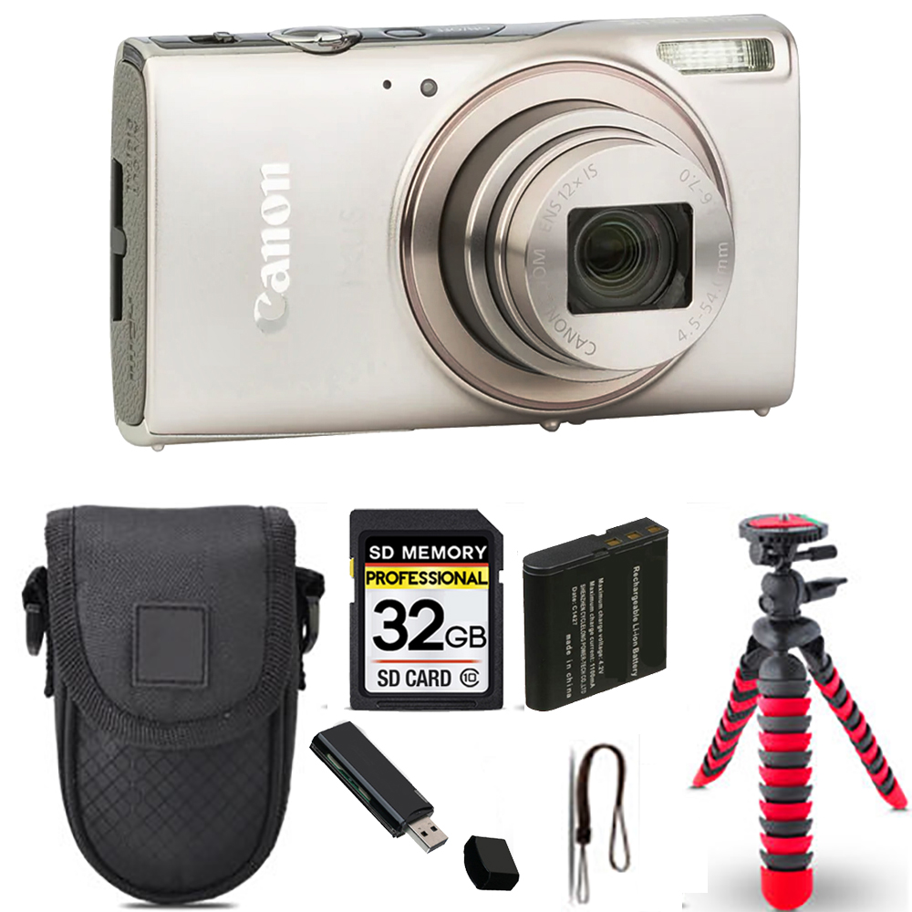 PowerShot IXUS 285 Camera (Silver) + Spider Tripod + Case - 32GB Kit *FREE SHIPPING*