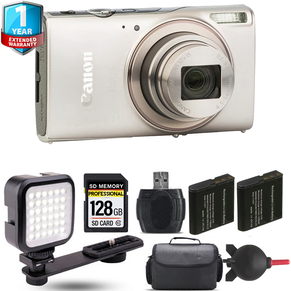 PowerShot IXUS 285 Camera (Silver) + Extra Battery + 1 Year Extended Warranty - 128GB *FREE SHIPPING*