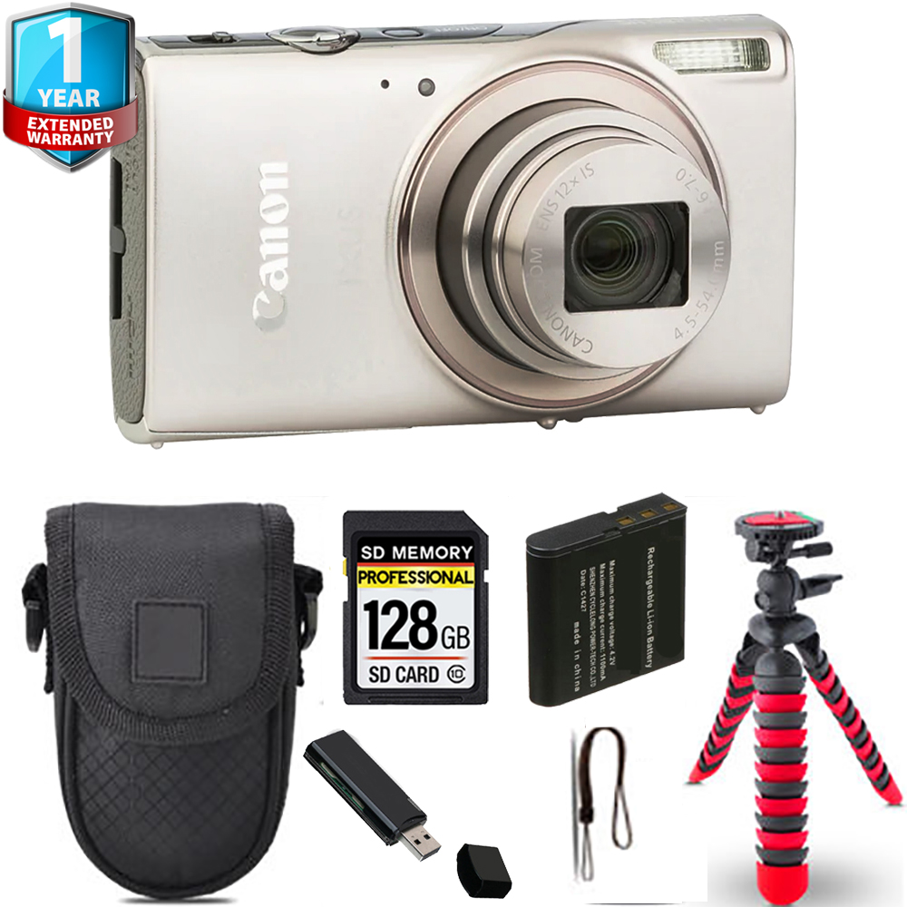 PowerShot IXUS 285 Camera (Silver) + Spider Tripod + Case + 1 Year Extended Warranty *FREE SHIPPING*