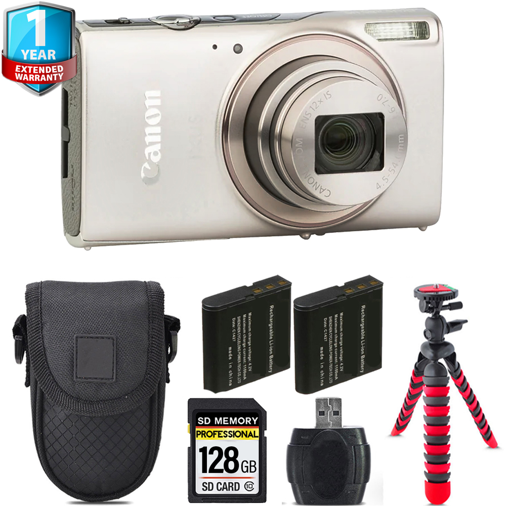 PowerShot IXUS 285 Camera (Silver) + Extra Battery + 1 Year Extended Warranty + 128GB *FREE SHIPPING*