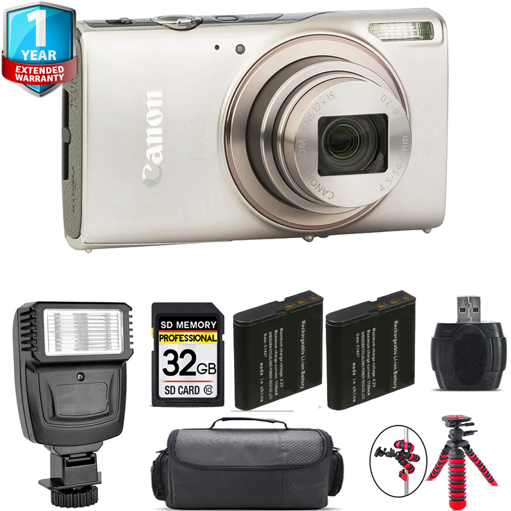 PowerShot IXUS 285 Camera (Silver) + Extra Battery + 1 Year Extended Warranty + 32GB *FREE SHIPPING*