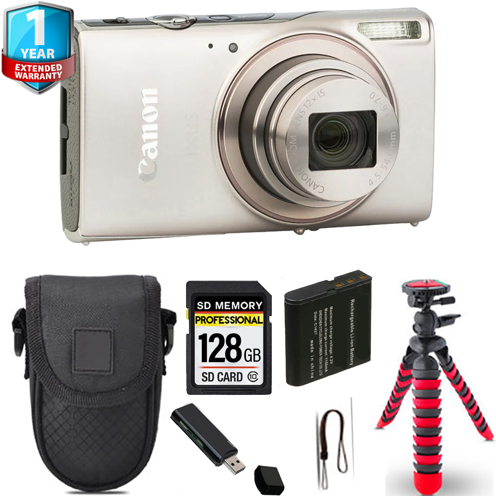 PowerShot IXUS 285 Camera (Silver) + Spider Tripod + 1 Year Extended Warranty - 64GB *FREE SHIPPING*