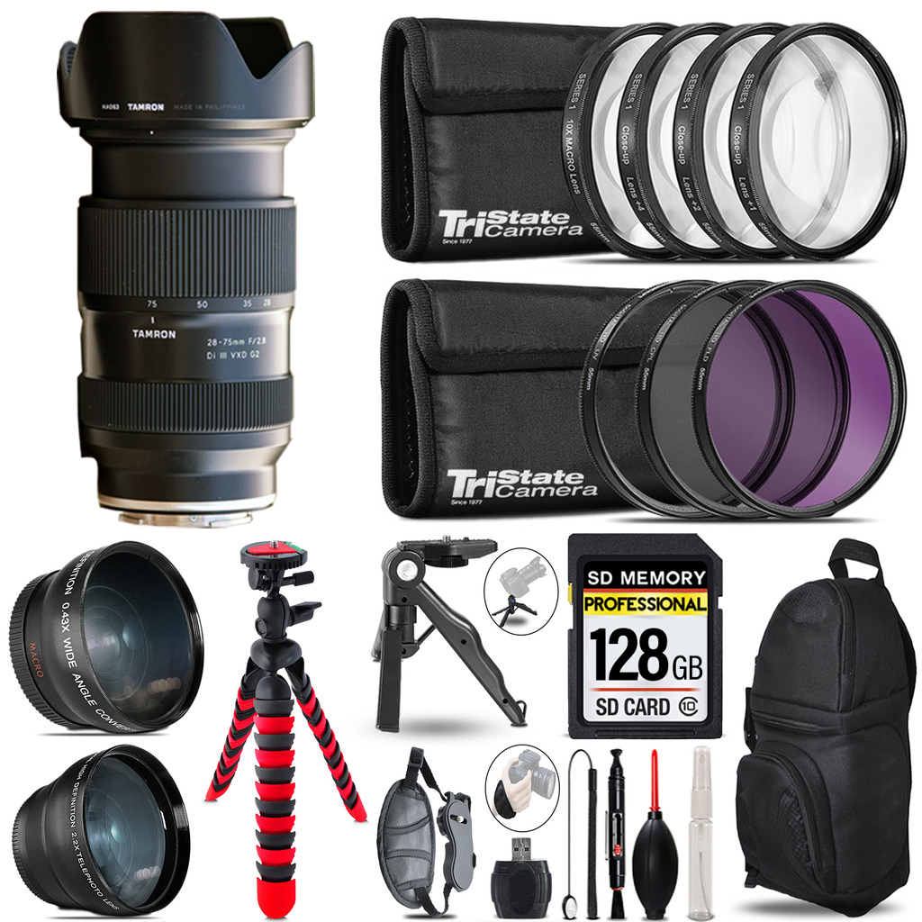 28-75mm Di III VXD G2 Lens (E) - 3 Lens Kit + Tripod + Backpack - 128GB *FREE SHIPPING*