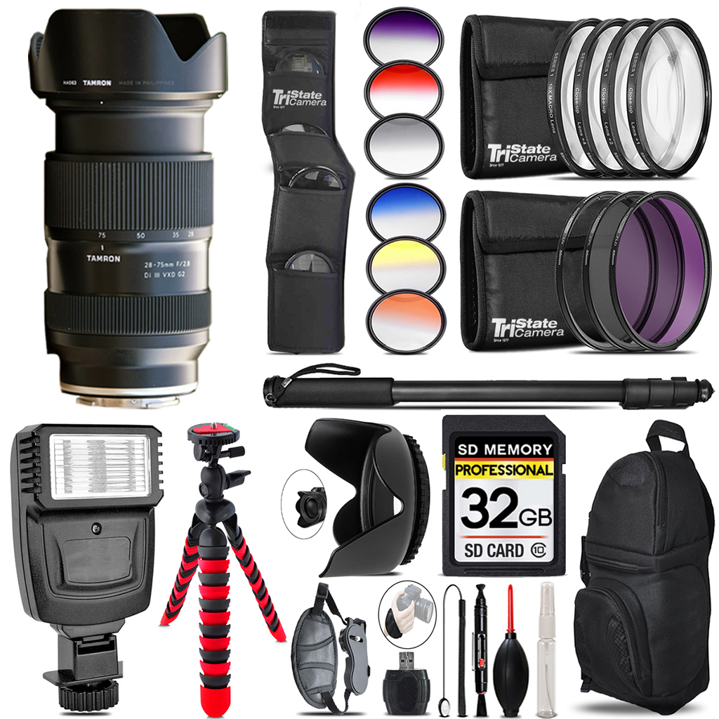 28-75mm Di III VXD G2 Lens (E) + Flash + Color Filter Set Set - 32GB Kit *FREE SHIPPING*