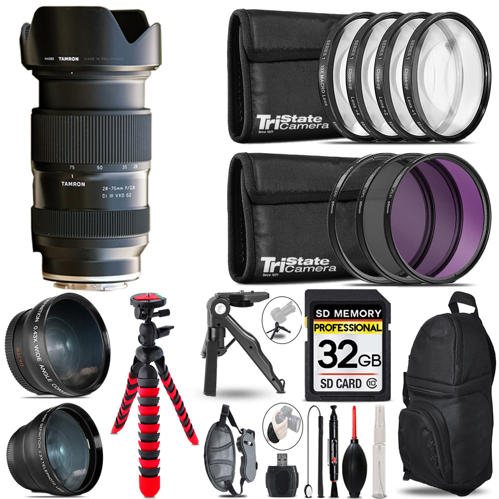 28-75mm Di III VXD G2 Lens (E) - 3 Lens Kit + Tripod + Backpack - 32GB *FREE SHIPPING*