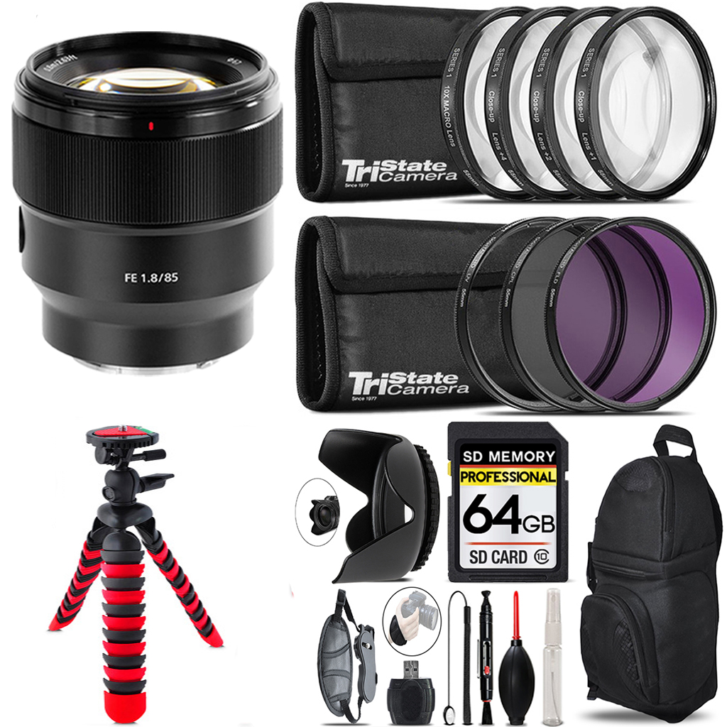 FE 85mm f/1.8 Lens + 7 Piece Filter Set & More - 64GB Kit *FREE SHIPPING*