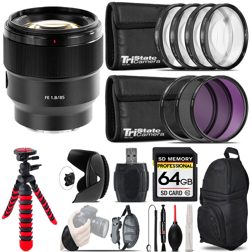 FE 85mm f/1.8 Lens + Macro Filter Set Kit & More - 64GB Kit Kit *FREE SHIPPING*