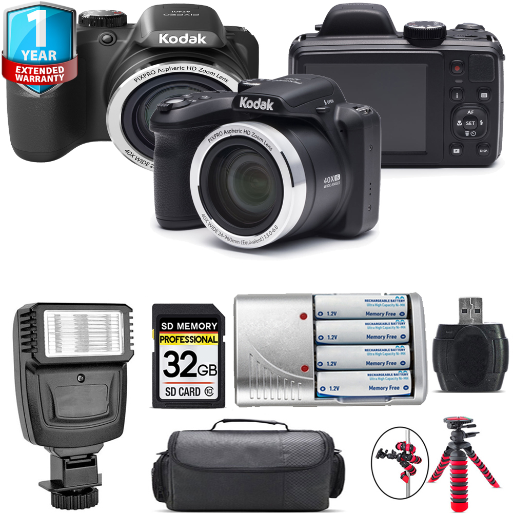 PIXPRO AZ401 Digital Camera (Black) + Extra Battery + 1 Year Extended Warranty  + 32GB *FREE SHIPPING*
