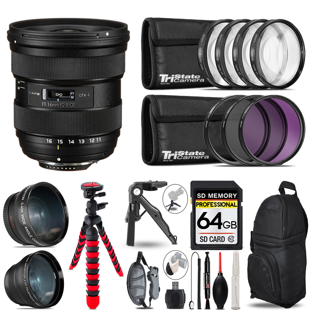atx-i 11-16mm CF Lens Nikon - 3 Lens Kit + Tripod + Backpack - 64GB Kit *FREE SHIPPING*