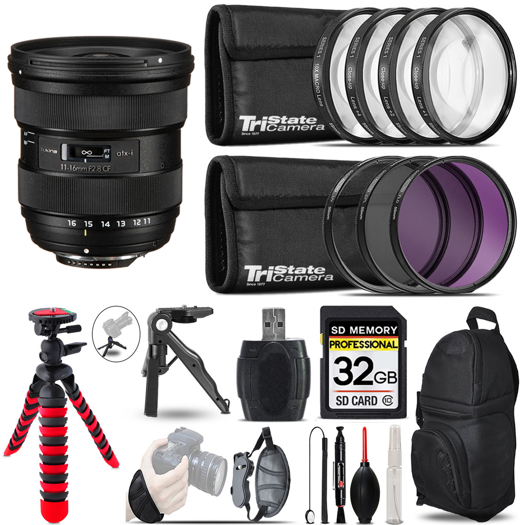 atx-i 11-16mm CF Lens Nikon +MACRO, UV-CPL-FLD Filter - 32GB Kit Kit *FREE SHIPPING*