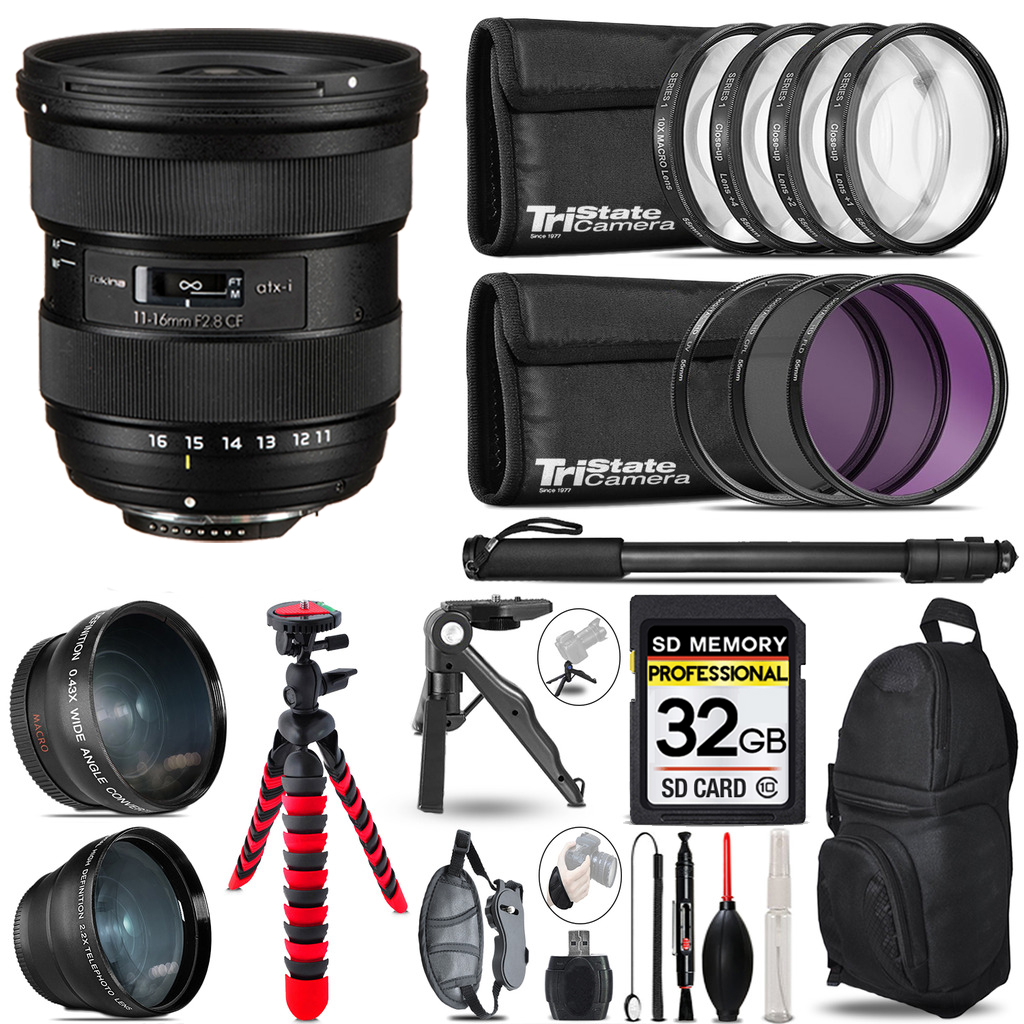 atx-i 11-16mm CF Lens Nikon - 3 Lens Kit + Tripod + Backpack - 32GB Kit *FREE SHIPPING*
