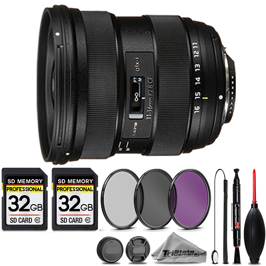atx-i 11-16mm CF Lens Nikon +3PC FILTER + 64GB STORAGE BUNDLE KIT *FREE SHIPPING*
