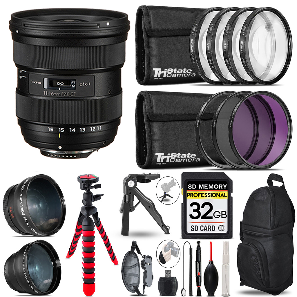 atx-i 11-16mm CF Lens Nikon- 3 Lens Kit + Tripod + Backpack - 32GB Kit *FREE SHIPPING*
