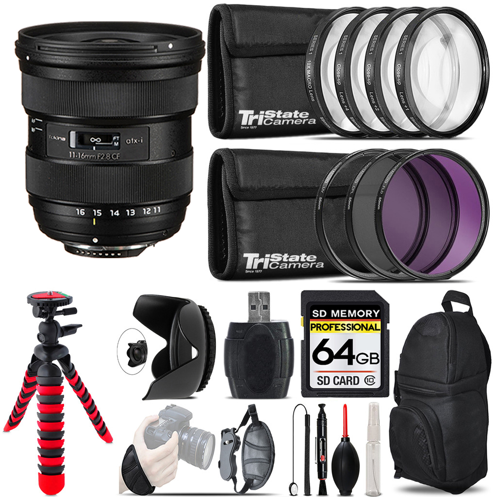 atx-i 11-16mm CF Lens Nikon + Macro Filter Kit & More - 64GB Kit Kit *FREE SHIPPING*