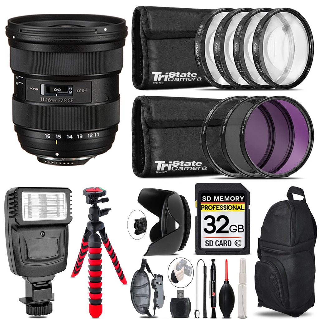 atx-i 11-16mm CF Lens Nikon + Flash +  Tripod & More - 32GB Kit Kit *FREE SHIPPING*
