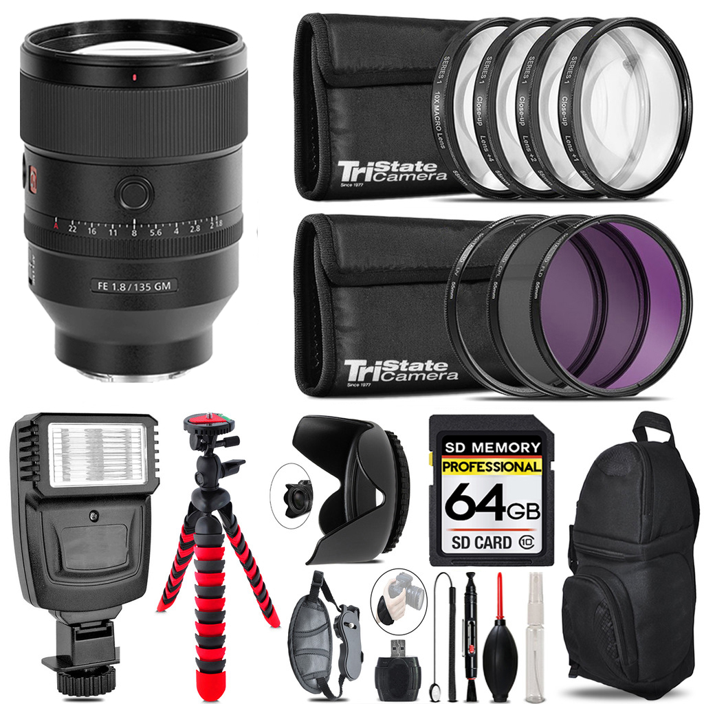 FE 135mm f/1.8 GM Lens + Flash + Tripod & More - 64GB Kit Kit *FREE SHIPPING*
