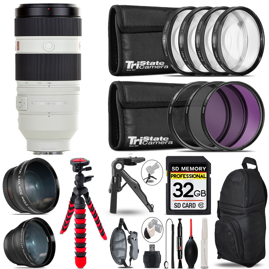 FE 100-400mm GM OSS Lens - 3 Lens Kit +Tripod +Backpack - 32GB Kit *FREE SHIPPING*