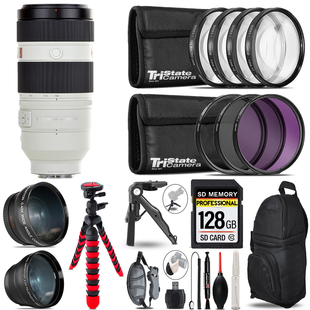 FE 100-400mm GM OSS Lens -3 Lens Kit +Tripod +Backpack - 128GB Kit *FREE SHIPPING*