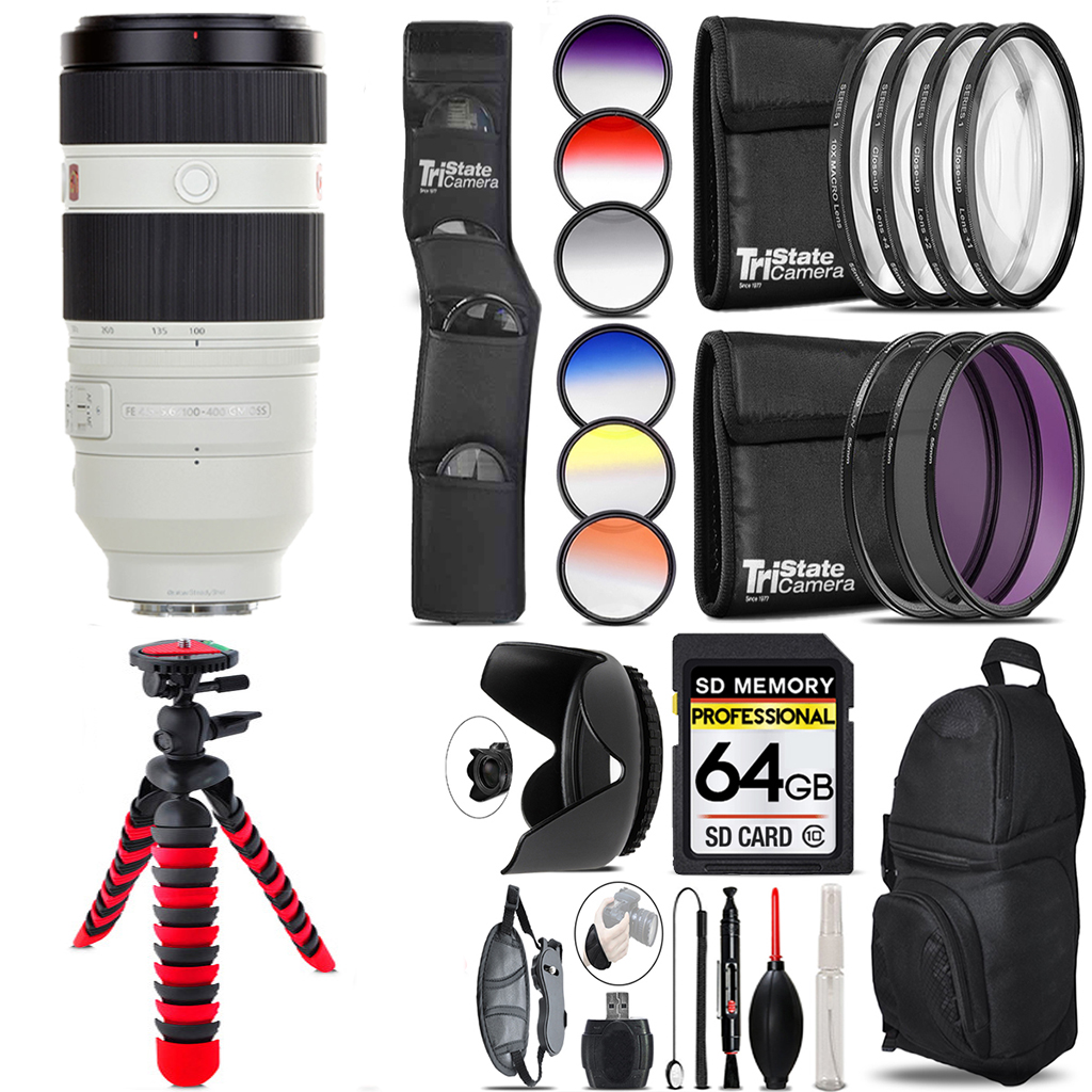FE 100-400mm f/4.5-5.6 GM OSS Lens +13 Piece Filter & More- 64GB Kit *FREE SHIPPING*