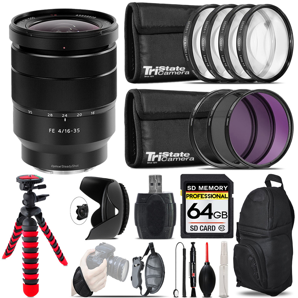 Vario-Tessar T* FE 16-35mm ZA Lens + Macro Filter Kit & More - 64GB Kit Kit *FREE SHIPPING*