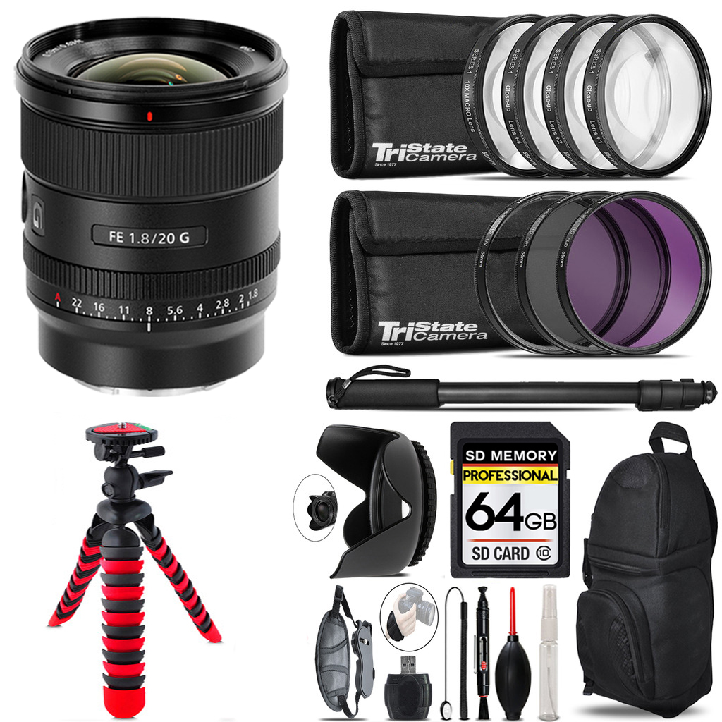 FE 20mm f/1.8 G Lens + 7 Piece Filter & More - 64GB Kit *FREE SHIPPING*