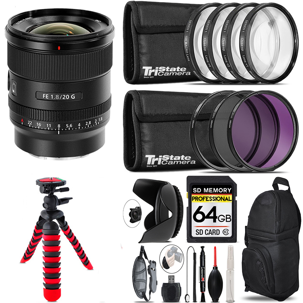 FE 20mm f/1.8 G Lens +7 Piece Filter & More - 64GB Kit *FREE SHIPPING*