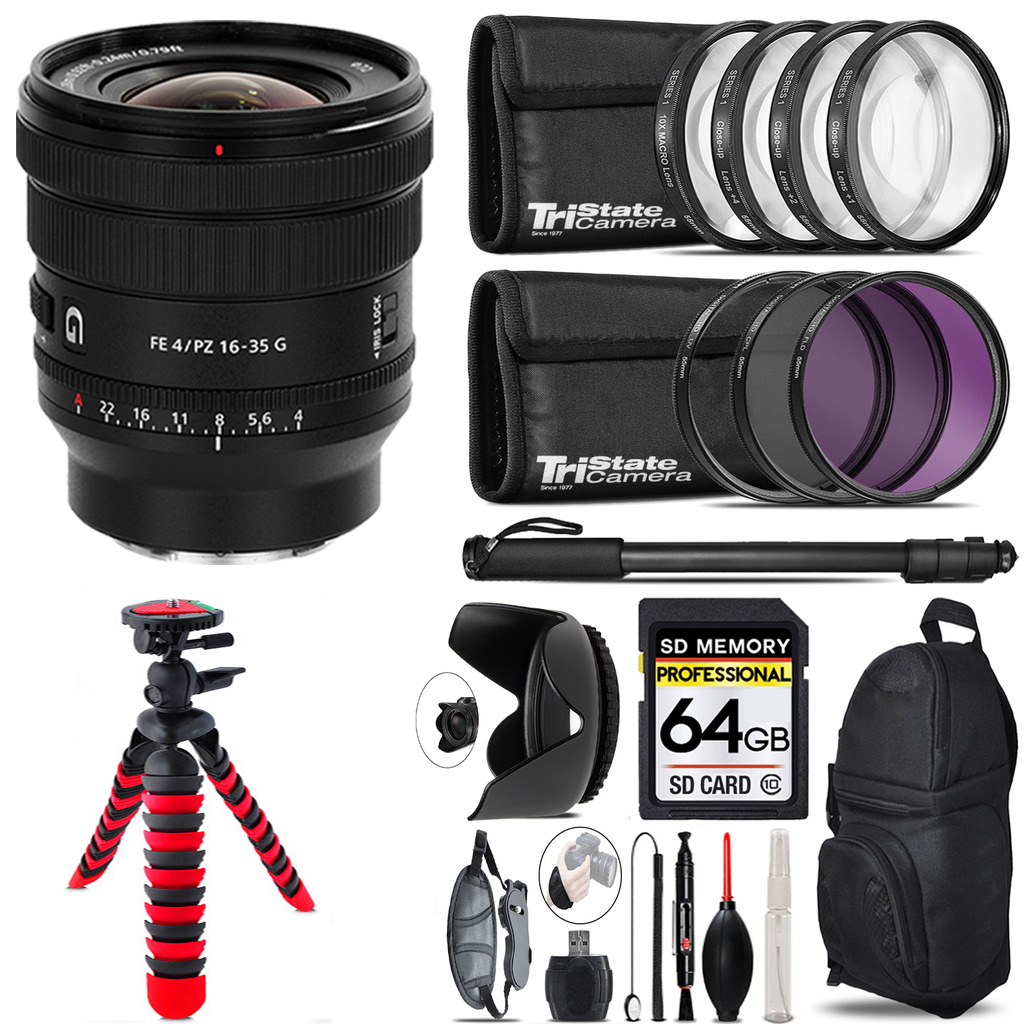 FE PZ 16-35mm f/4 G Lens + 7 Piece Filter & More - 64GB Kit *FREE SHIPPING*
