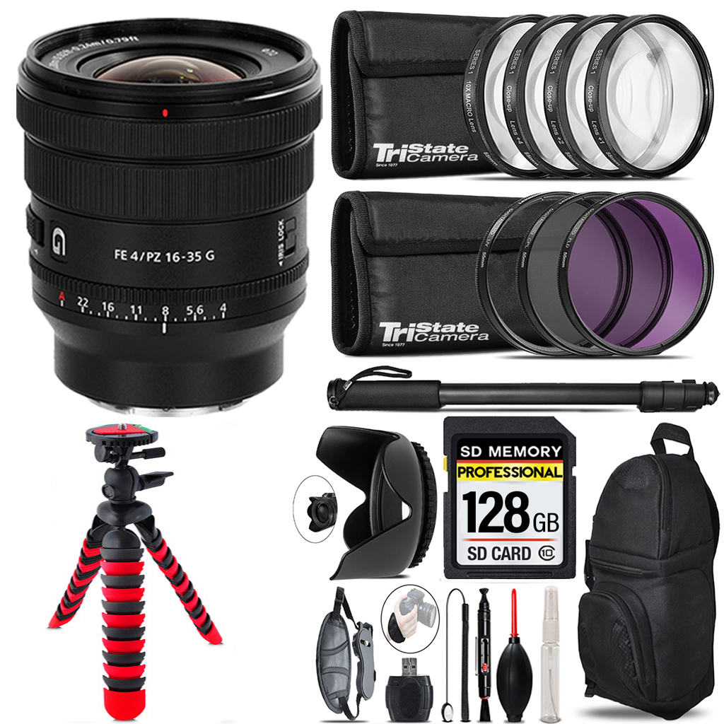 FE PZ 16-35mm f/4 G Lens +7 Piece Filter & More - 128GB Accessory Kit *FREE SHIPPING*