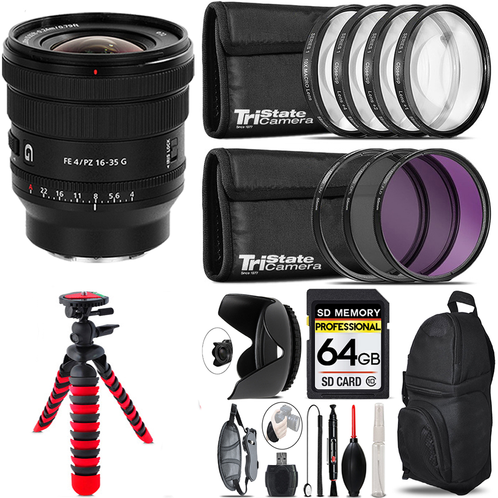 FE PZ 16-35mm f/4 G Lens +7 Piece Filter & More - 64GB Kit *FREE SHIPPING*