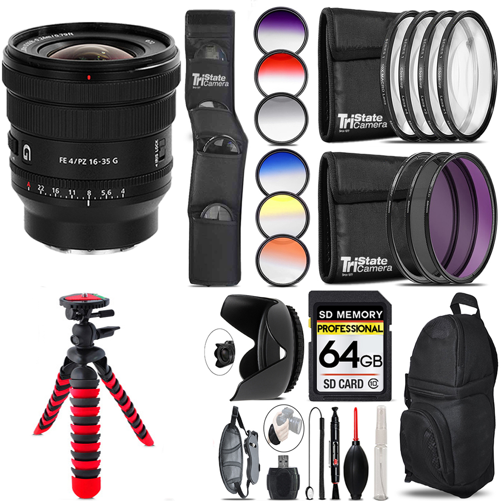 FE PZ 16-35mm f/4 G Lens +13 Piece Filter & More- 64GB Kit *FREE SHIPPING*
