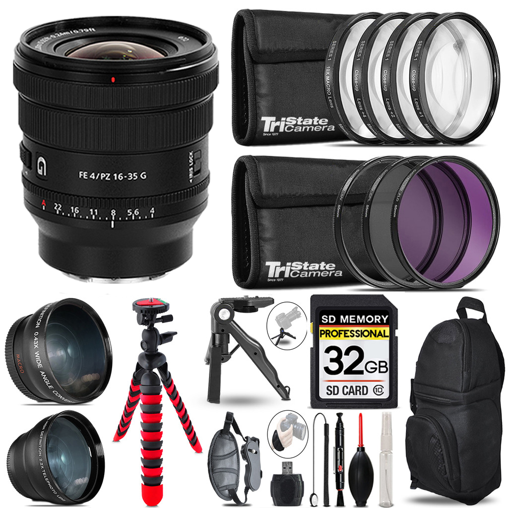FE PZ 16-35mm f/4 G Lens - 3 Lens Kit +Tripod +Backpack - 32GB Kit *FREE SHIPPING*