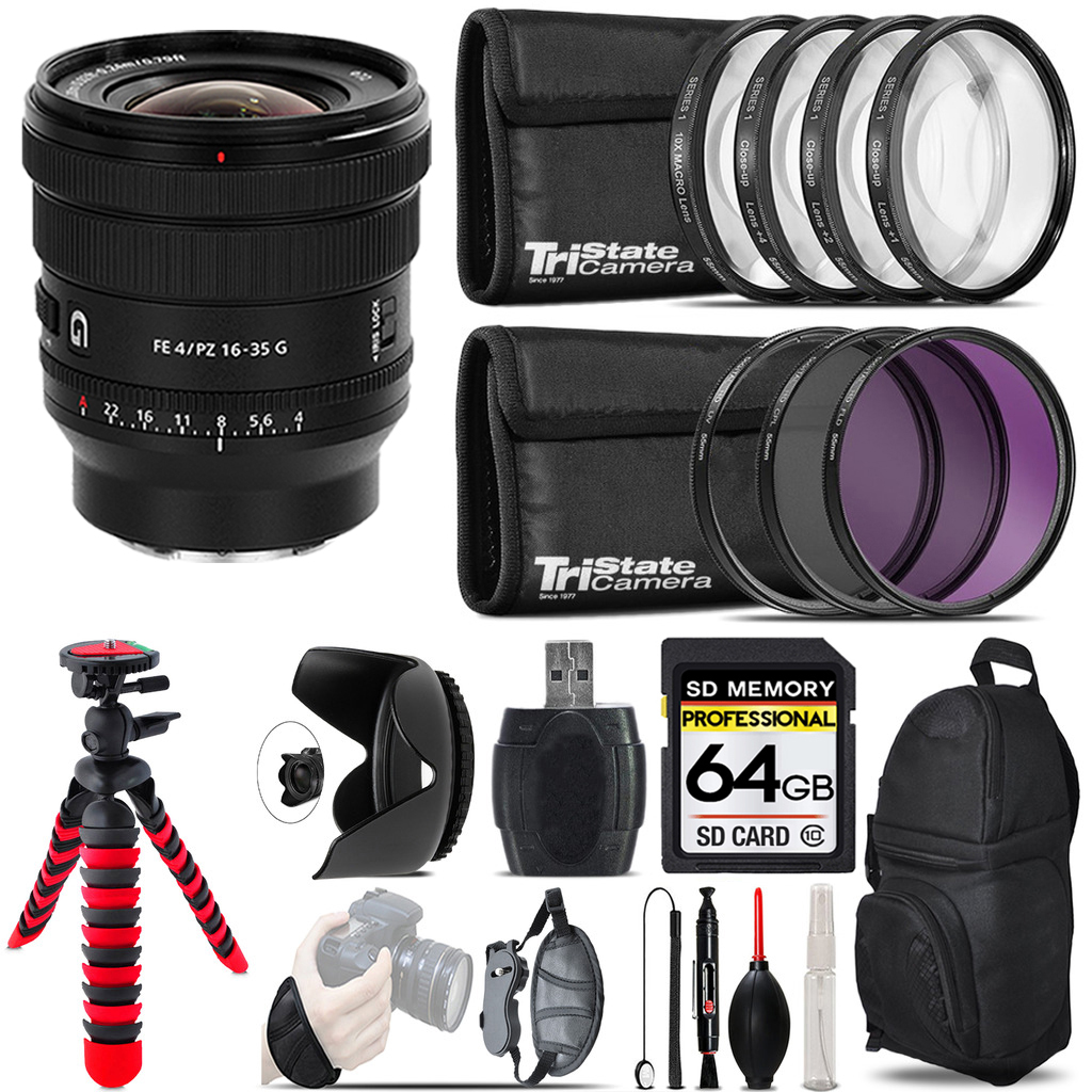 FE PZ 16-35mm f/4 G Lens + Macro Filter Kit & More - 64GB Kit Kit *FREE SHIPPING*