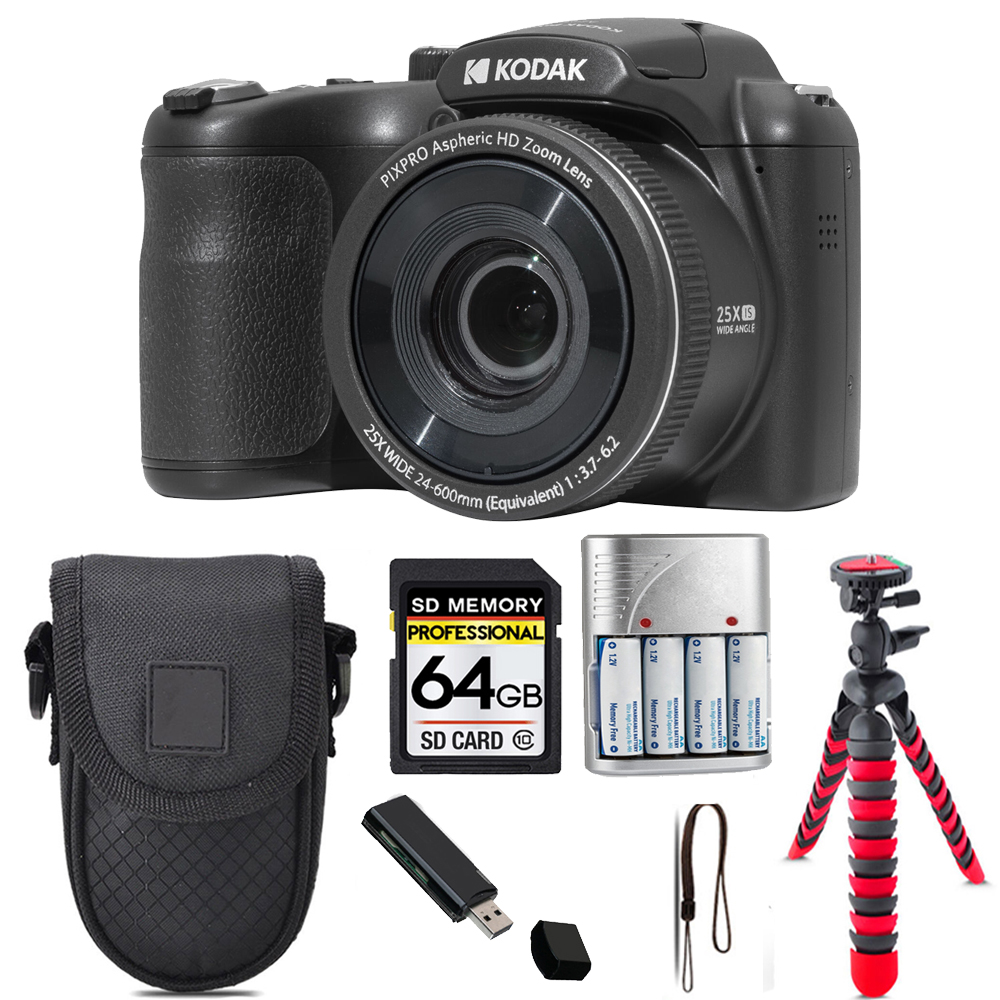 PIXPRO AZ255 Digital Camera (Black) + Tripod + Case - 64GB Kit *FREE SHIPPING*