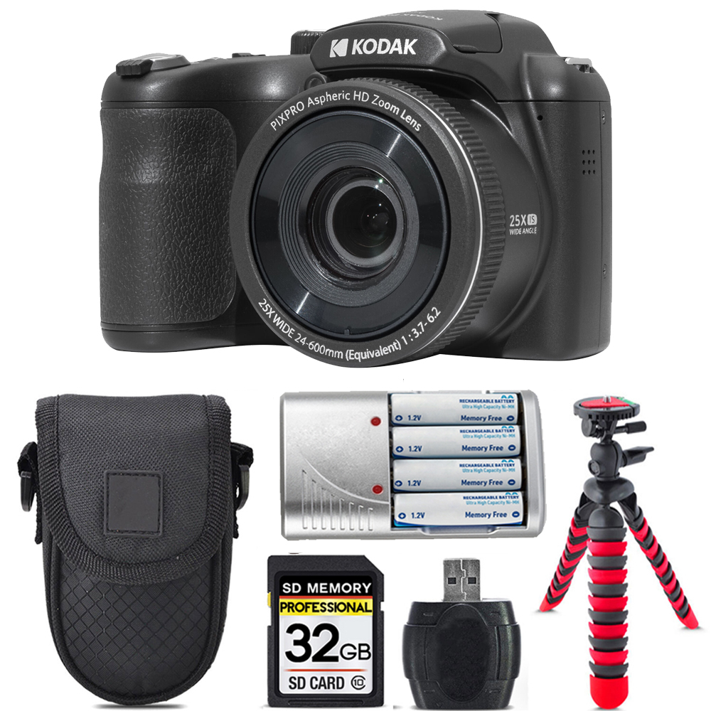 PIXPRO AZ255 Digital Camera (Black) +Extra Battery +Tripod +Case -32GB Kit *FREE SHIPPING*