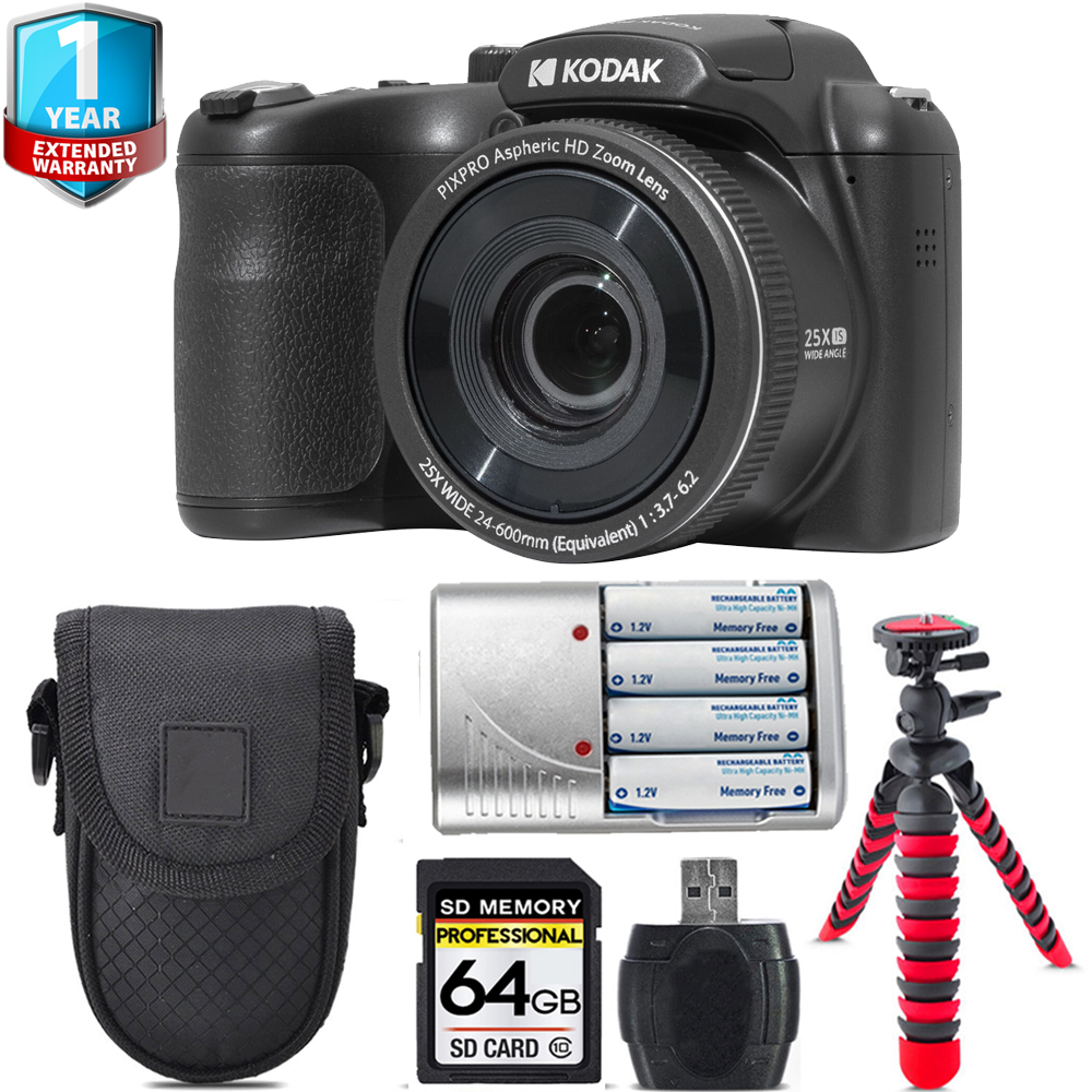 PIXPRO AZ255 Digital Camera (Black) + Extra Battery + 1 Yr Warranty -64GB *FREE SHIPPING*