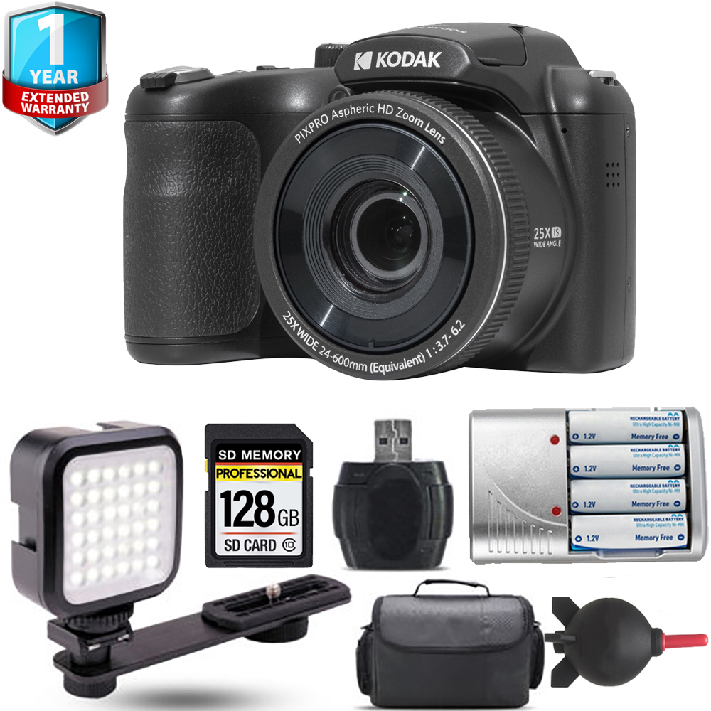 PIXPRO AZ255 Digital Camera (Black) + Extra Battery + 1 Yr Warranty -128GB *FREE SHIPPING*