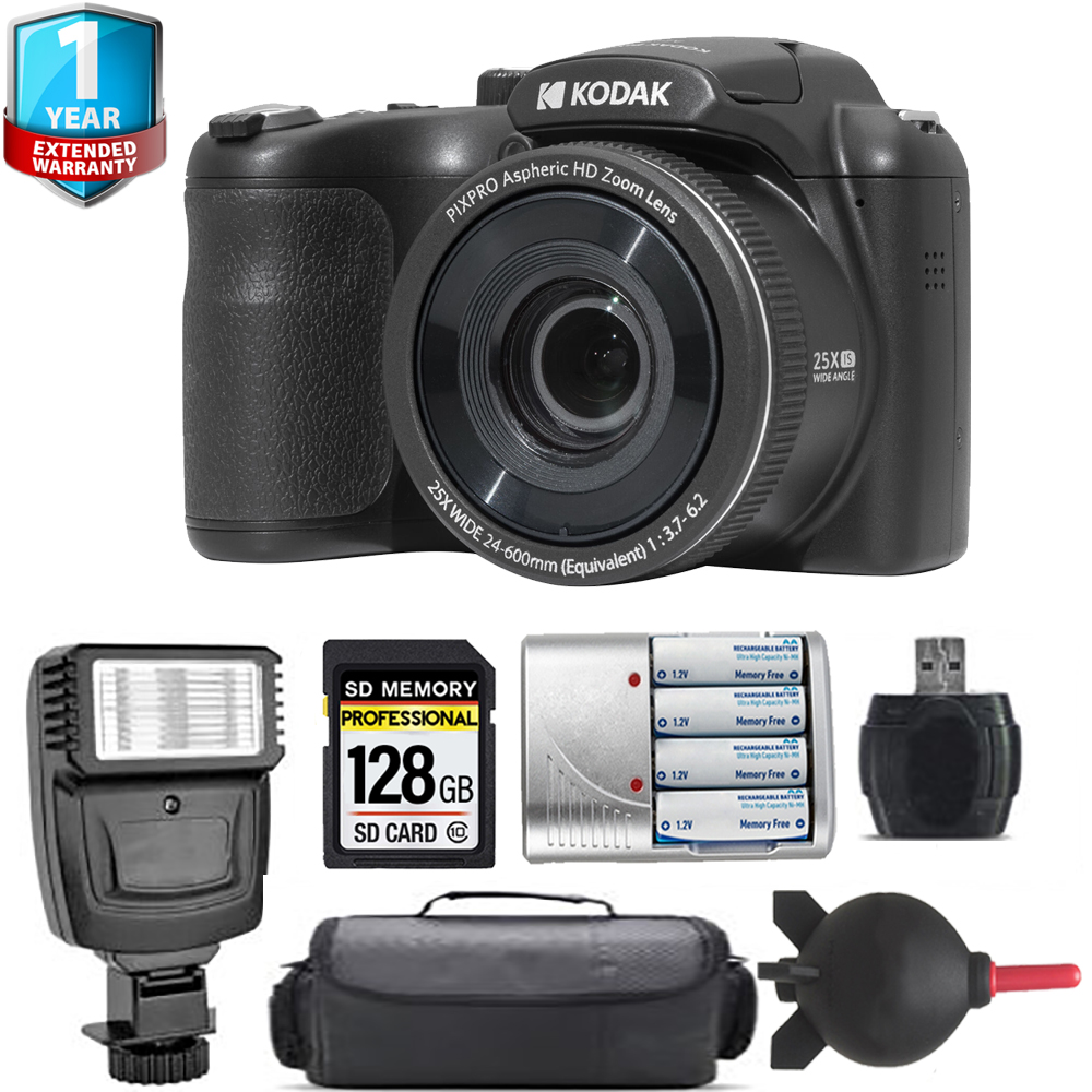 PIXPRO AZ255 Digital Camera (Black) + Extra Battery + Flash+ 1 Yr Warranty *FREE SHIPPING*