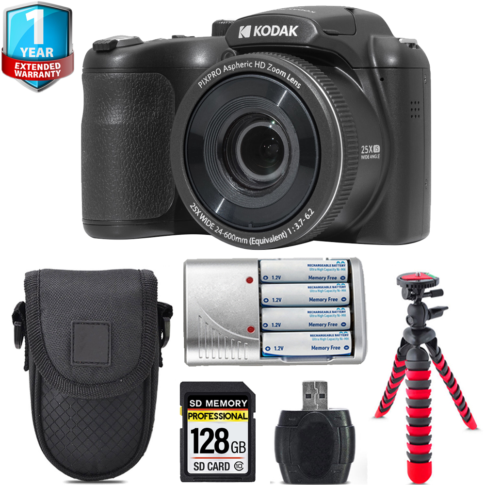 PIXPRO AZ255 Digital Camera (Black) + Extra Battery +1 Yr Warranty  +128GB *FREE SHIPPING*
