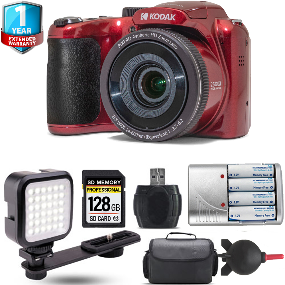 PIXPRO AZ255 Digital Camera (Red) + Extra Battery + 1 Yr Warranty - 128GB *FREE SHIPPING*