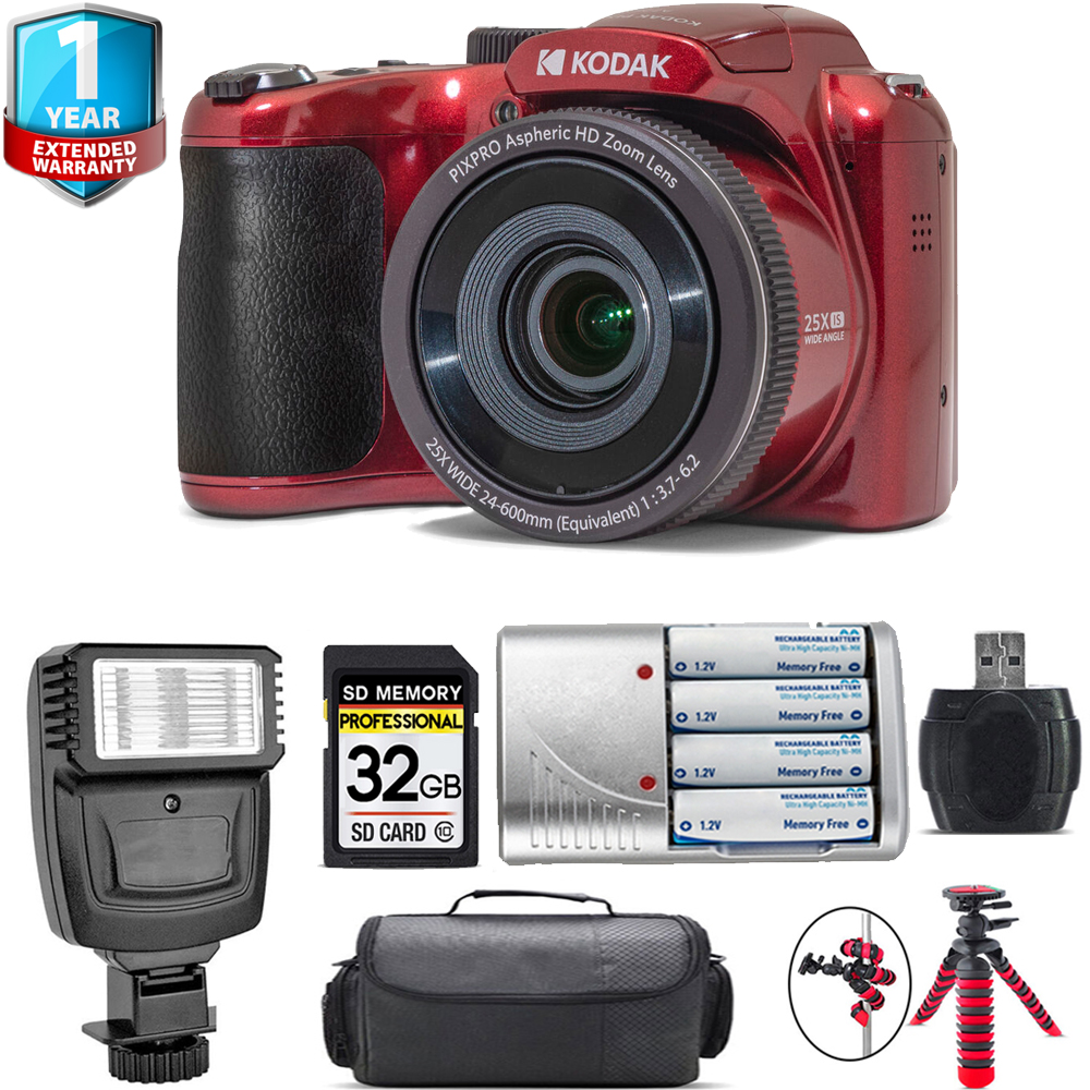 PIXPRO AZ255 Digital Camera (Red) + Extra Battery +1 Yr Warranty + 32GB *FREE SHIPPING*