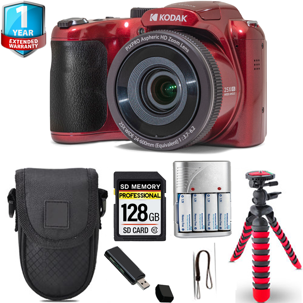 PIXPRO AZ255 Digital Camera (Red) + Spider Tripod + 1 Yr Warranty - 64GB *FREE SHIPPING*