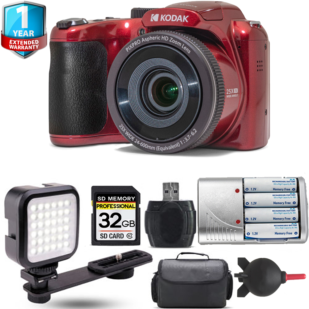 PIXPRO AZ255 Digital Camera (Red) + Extra Battery + LED +1 Yr Warranty *FREE SHIPPING*